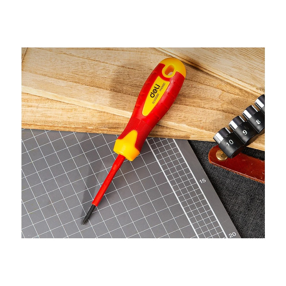 Отвертка диэлектрическая Deli YS EDL513060, PH2х60 мм, желтый, красный - 2