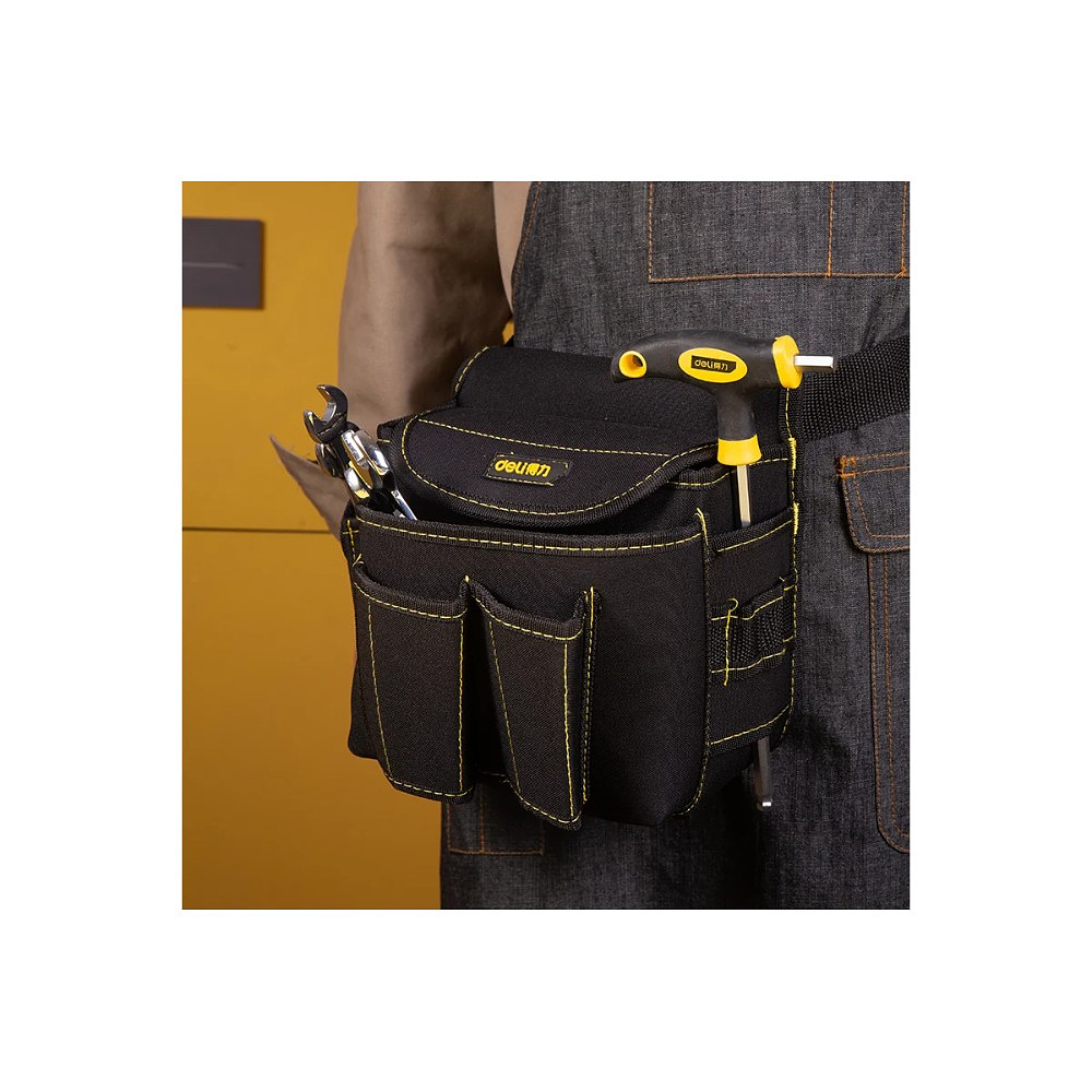 Сумка для инструментов поясная Deli YS EDL-P4, 220х140х200 мм, ткань Oxford, черный - 3