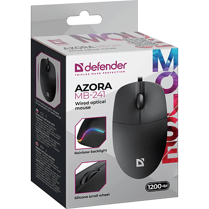 Мышь Defender "Azora MB-241", проводная, 1200 dpi, черный - 4