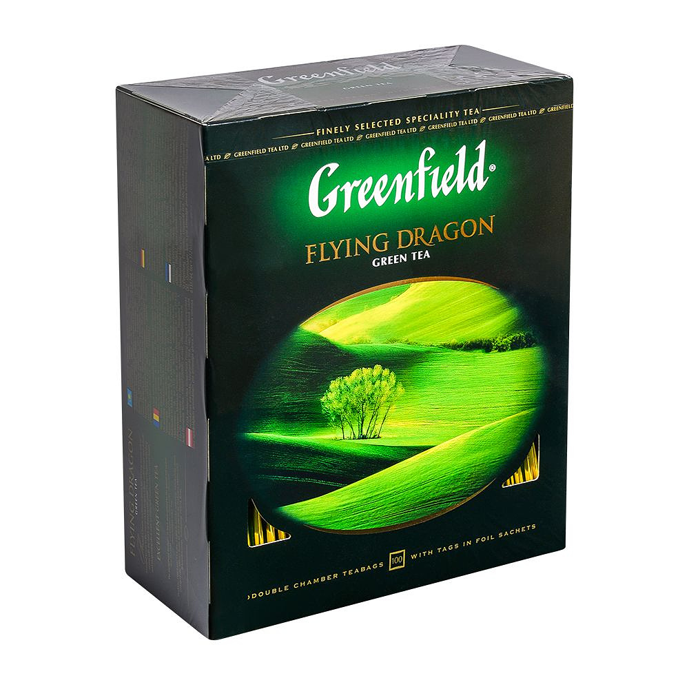 Чай "Greenfield" Flying Dragon, 100 пакетиков x2 г, зеленый