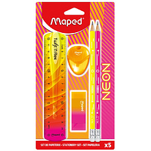 Набор карандашей простых с ластиком, точилкой и линейкой