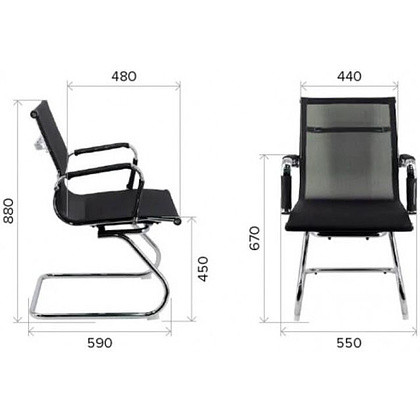 Стул для посетителей EVERPROF "Opera CF", сетка, металл, черный - 4