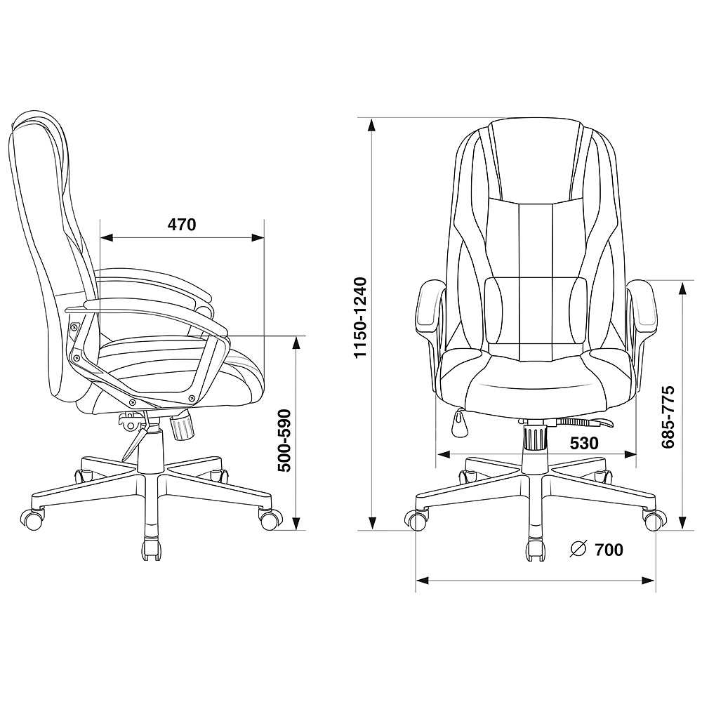 Кресло игровое "Бюрократ Zombie-9", экокожа, ткань, пластик, черный, красный - 9