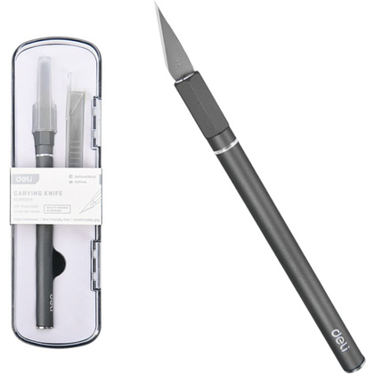 Нож-скальпель Deli YS EDL359201A, макетный, 146x9 мм, лезвия 10 шт. в комплекте