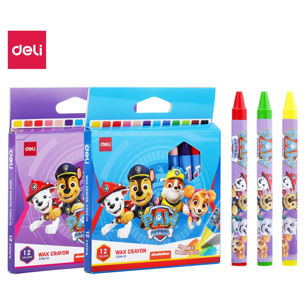 Мелки восковые Deli "Paw Patrol", 12 цветов, ассорти