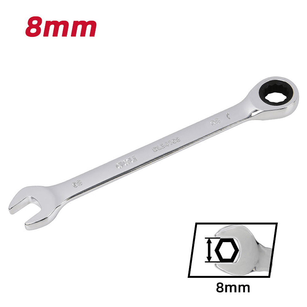 Ключ комбинированный Deli YS EDL34108, 8 мм, с трещоткой, 72 зуба - 6