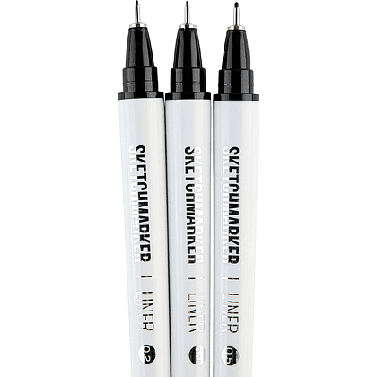 Набор ручек капиллярных "Sketchmarker", 3 штуки (0.05, 0.2, 0.5 мм), лайнер, черный  - 3