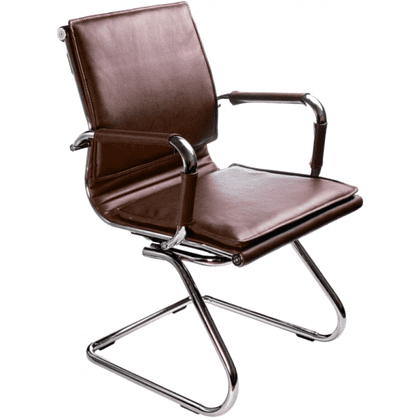 Кресло на полозьях "Бюрократ Ch-993-Low-V", экокожа, коричневый, металл хром