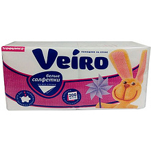 Салфетки бумажные "Veiro", 200 шт, 24x24 см, белый