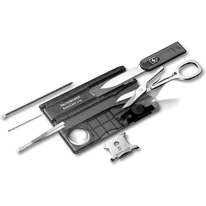Мультиинструмент "SwissCard Lite 0.7333.T3", пластик, металл, черный полупрозрачный - 2