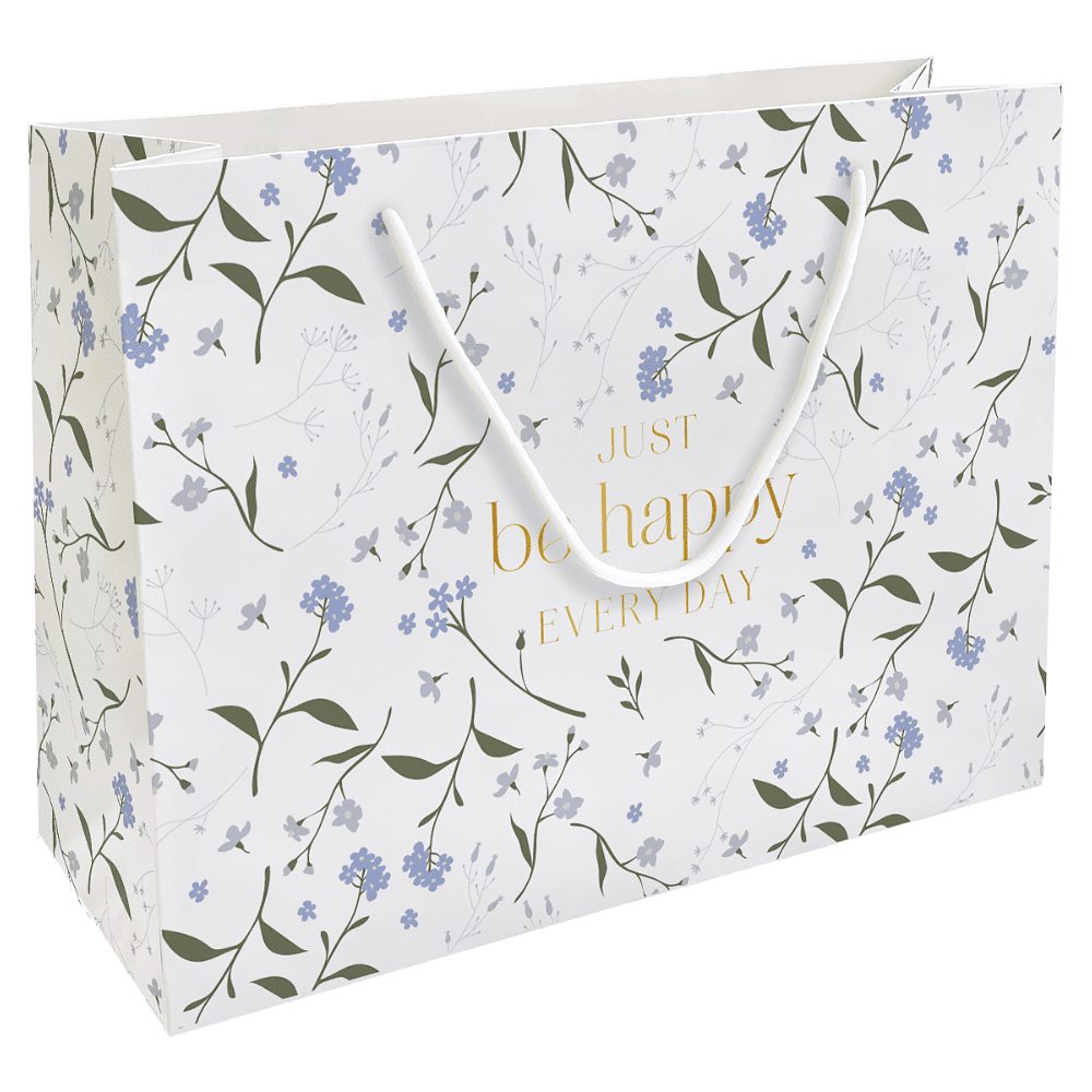 Пакет бумажный подарочный "Fleurs. Незабудки", 36х26х12 см, белый