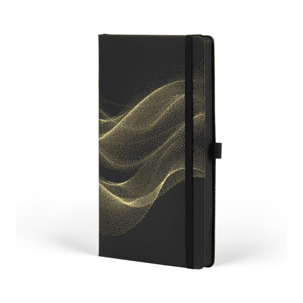 Блокнот "Total Black holo gold", А5, 96 листов, линейка, на резинке, черный, золотистый