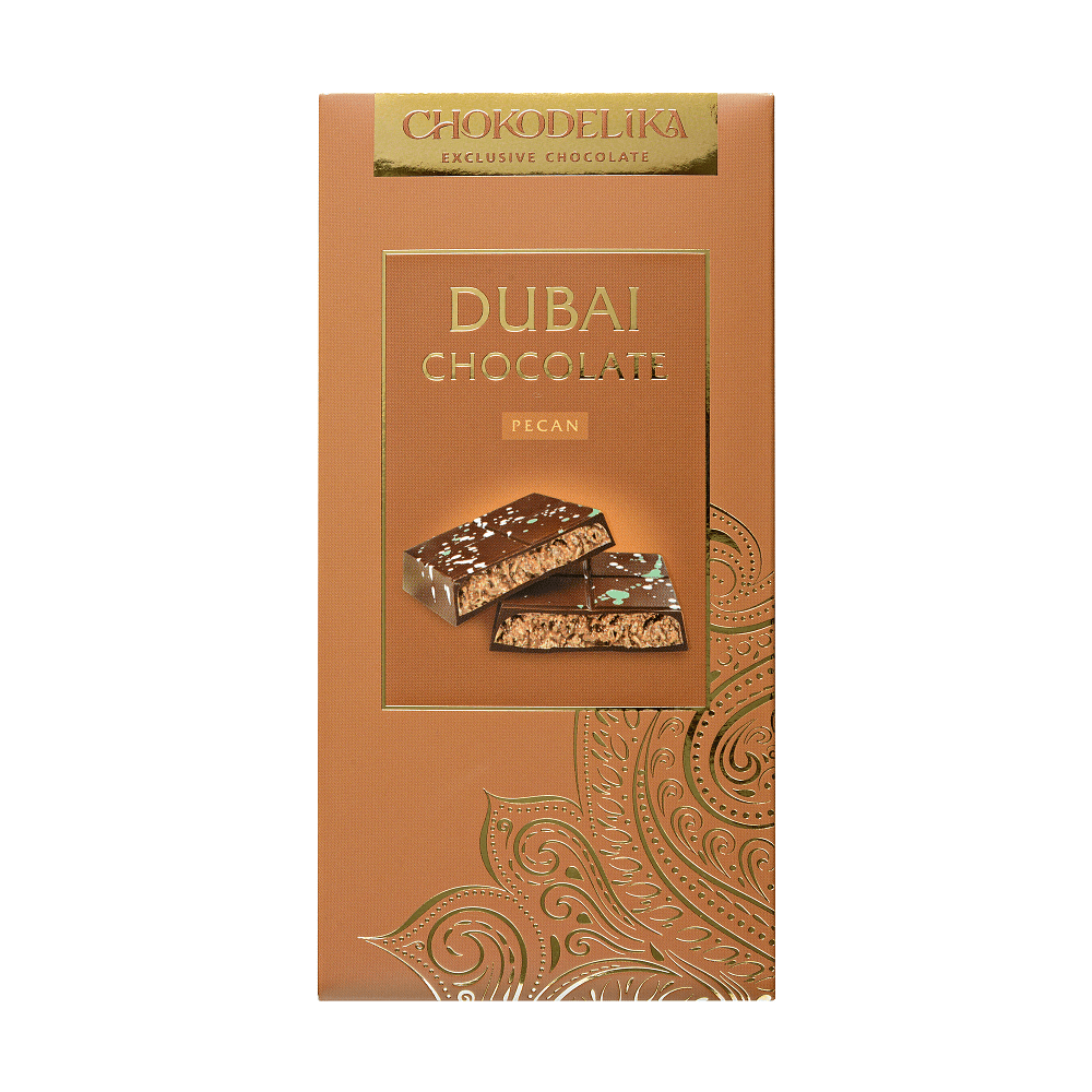 Шоколад молочный "Dubai Pecan", 180 гр, с начинкой