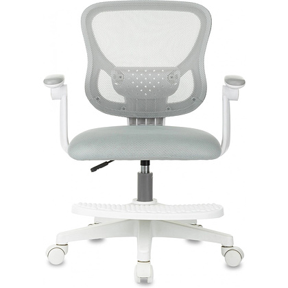 Кресло детское Бюрократ Burokids 3, сетка, ткань, пластик, корпус белый, подставка для ног, серый - 2