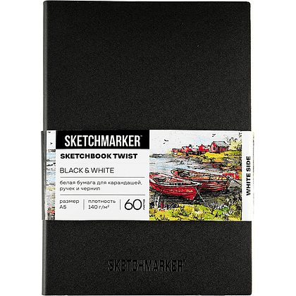 Скетчбук "Sketchmarker Black&White", А5, 120 листов, черный, белый