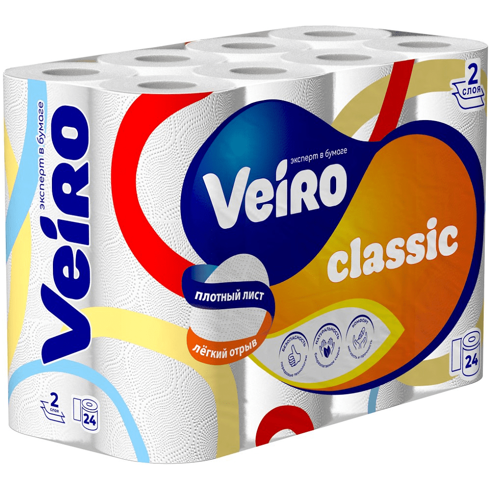 Бумага туалетная "Veiro Classic", 2 слоя, 24 рулона - 2