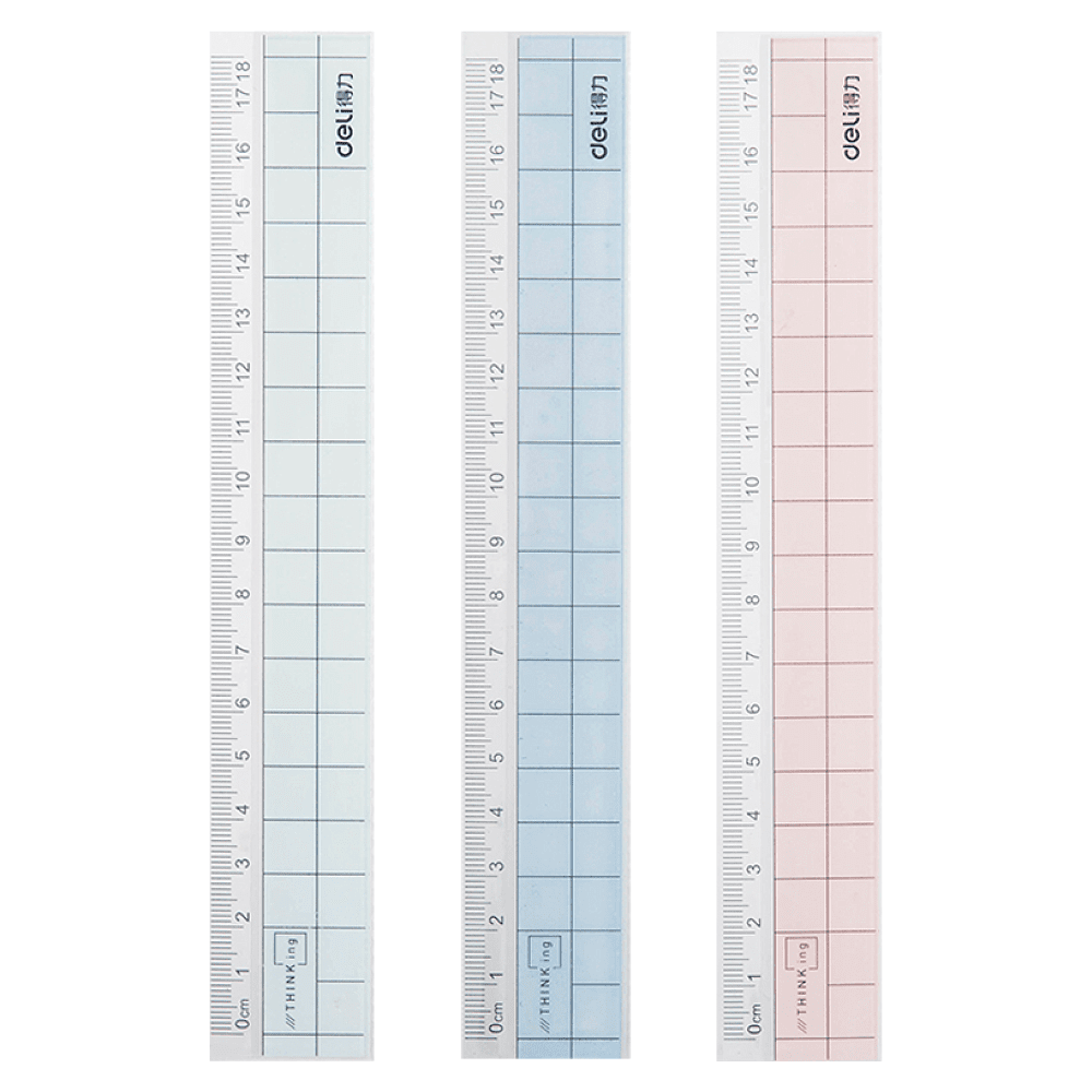 Линейка "Deli 6235", 18 см, прозрачный, ассорти