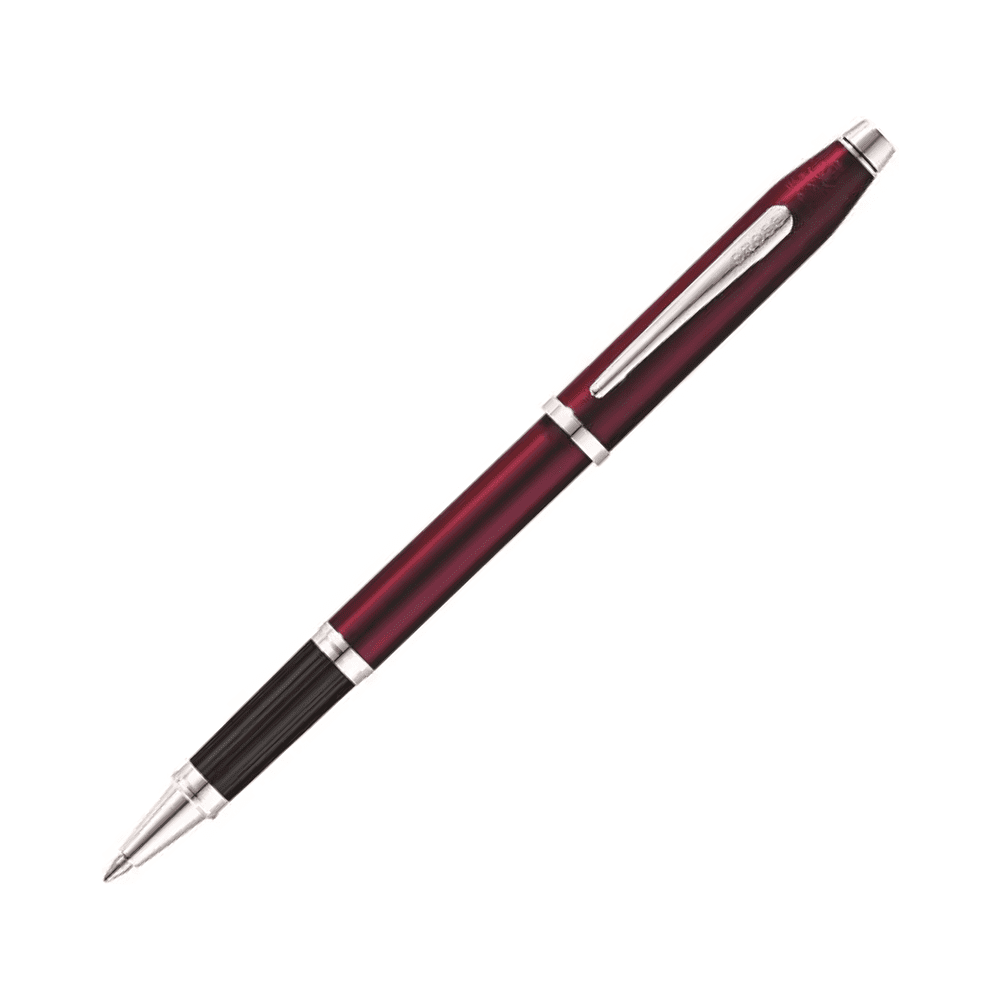 Ручка-роллер "Cross Century II Translucent Plum Lacquer", 0.7 мм, бордовый, серебристый, стерж. черный