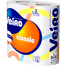 Бумага туалетная "Veiro Classic", 2 слоя, 4 рулона