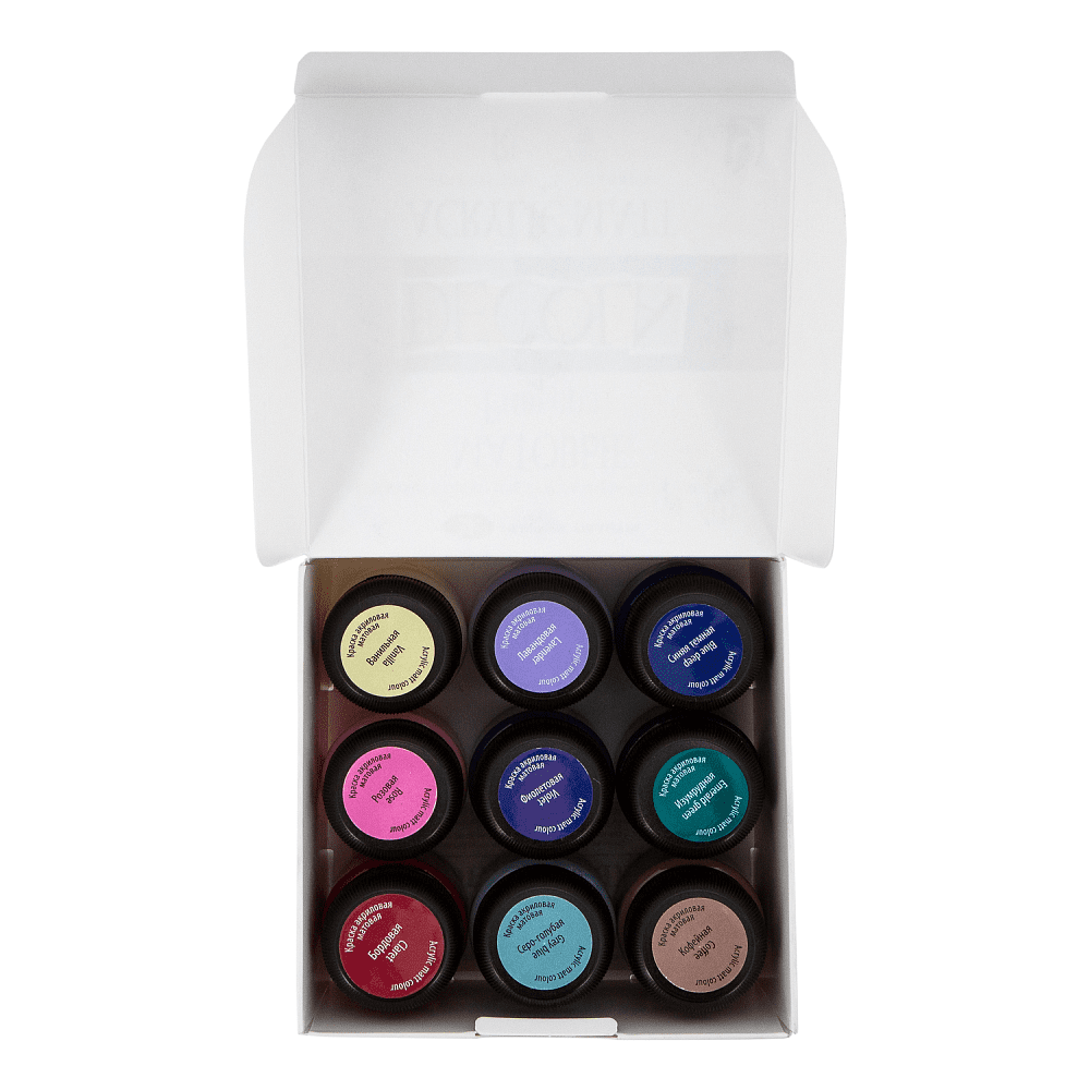 Краска акриловая матовая "Декола ривьера", набор 9 цветов, 20 мл, банки - 3