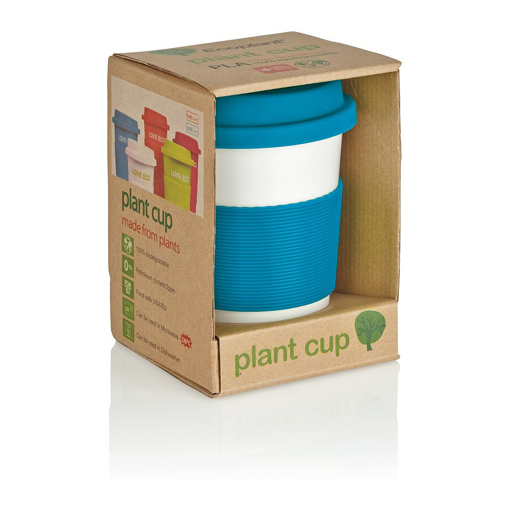 Стакан биоразлагаемый "P432.88", 350 мл, белый, синий - 3