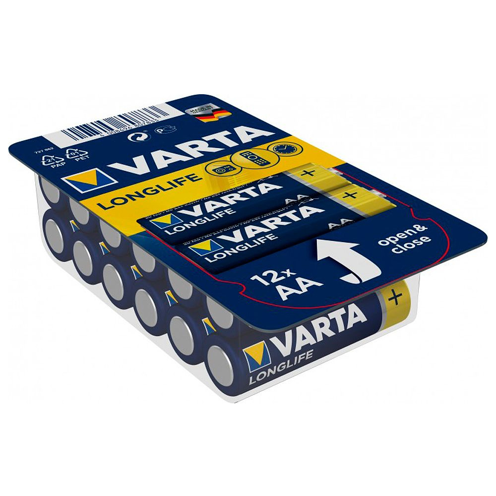 Батарейки алкалиновые Varta "Longlife", AA/LR6, 12 шт, щелочные