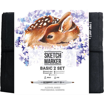 Набор маркеров перманентных двусторонних "Sketchmarker Basic 2", 36 шт.