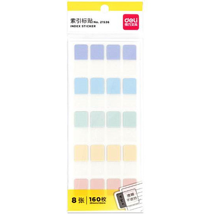 Закладки пластиковые Deli, 28x12 мм, 160 штук, ассорти пастель