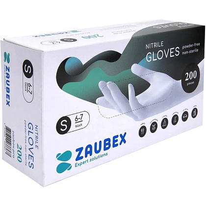 Перчатки нитриловые неопудренные Zaubex, одноразовые, р-р S 200 шт./уп. черный - 2