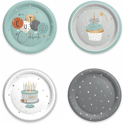 Тарелка бумажная "Г12", 23 см, 6 шт, ассорти