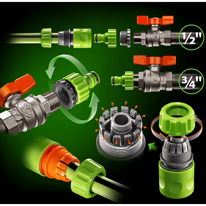 Комплект поливочный Amigo Grande "79234", 1/2", 6 фунций, пластик, зеленый, черный - 7