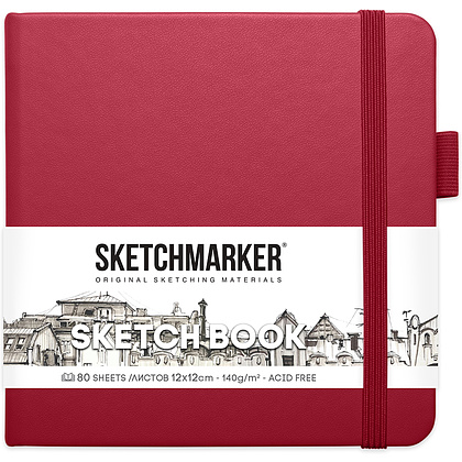 Скетчбук "Sketchmarker", 12x12 см, 140 г/м2, 80 листов, маджента