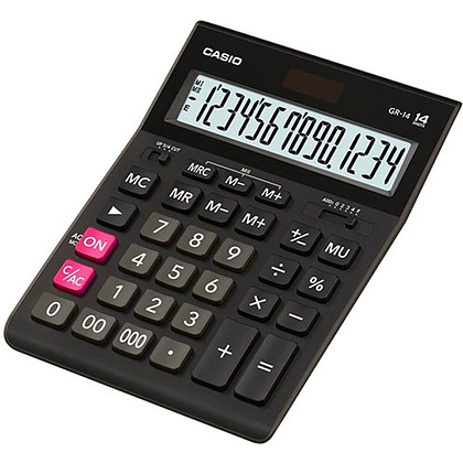 Калькулятор настольный Casio "GR-14", 14-разрядный, черный
