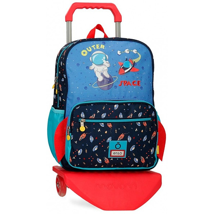 Рюкзак "Outer space" на колесиках, телескопическая ручка, разноцветный