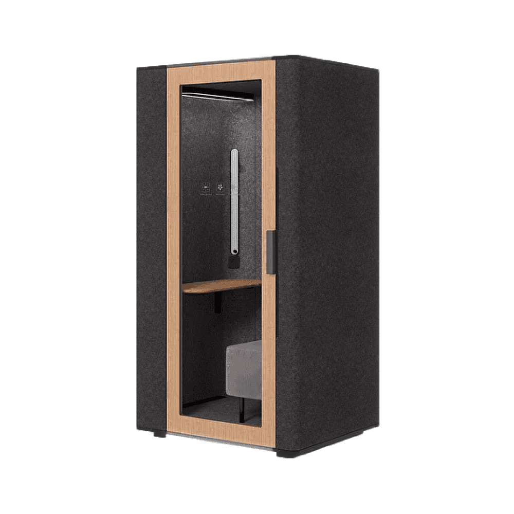 Акустическая кабина одноместная Capsula UNO NEW, глухая стенка, тёмный войлок