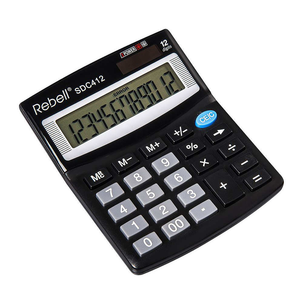Калькулятор настольный Rebell "SDC-412 BX", 12-разрядный, черный