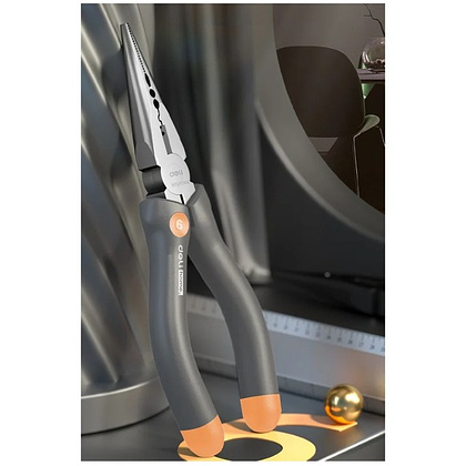 Длинногубцы Deli HS HT2106C, 160 мм, Soft Touch, оранжевый - 2