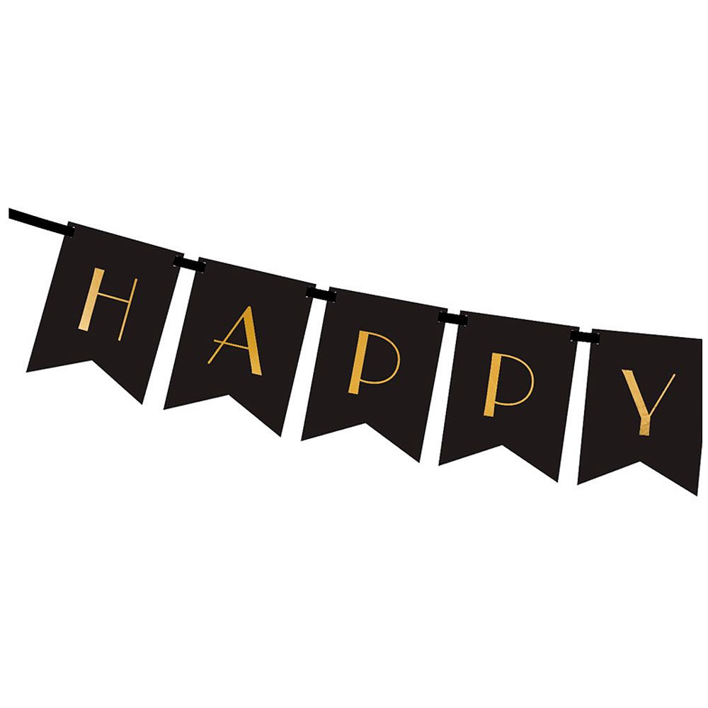 Гирлянда "С новым годом" баннер, черный - 2