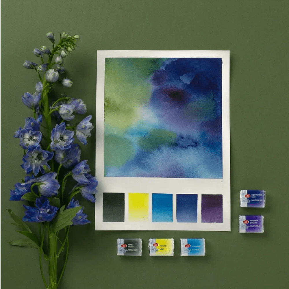 Краски акварельные "Белые ночи Ботанический атлас", набор 12 цветов, кюветы - 11