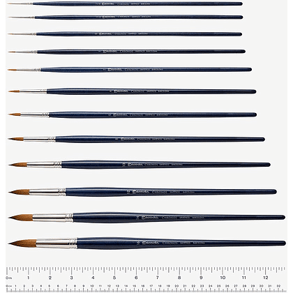 Кисть "Escoda Chronos", микс, круглая, на короткой ручке, № 0 - 3