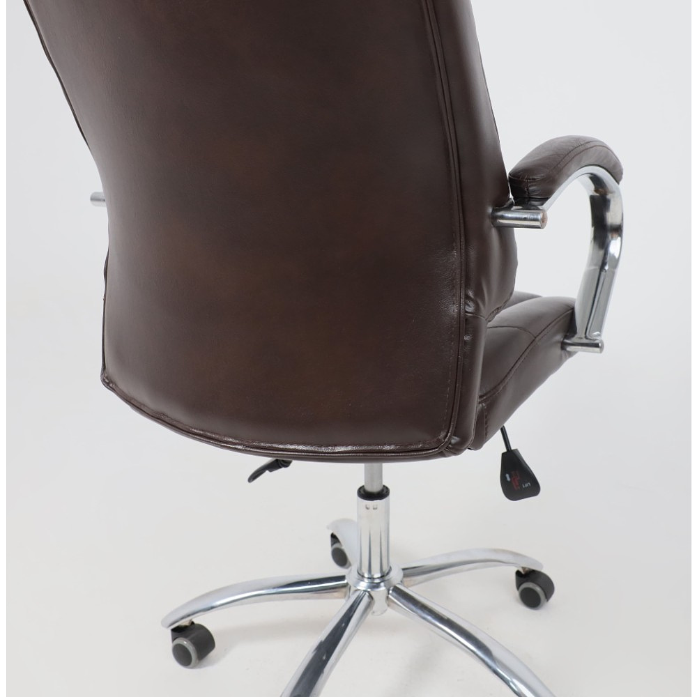 Кресло для руководителя "KING A" поворотное, хром, натуральная кожа, темно-коричневый - 13
