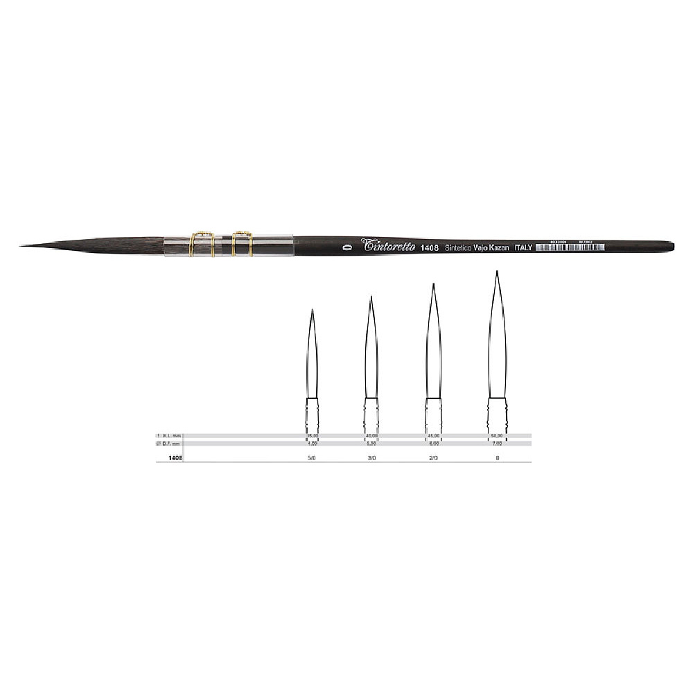 Кисть для рисования "Tintoretto Vajo Kazan", имитация белки, круглая, №0 - 2