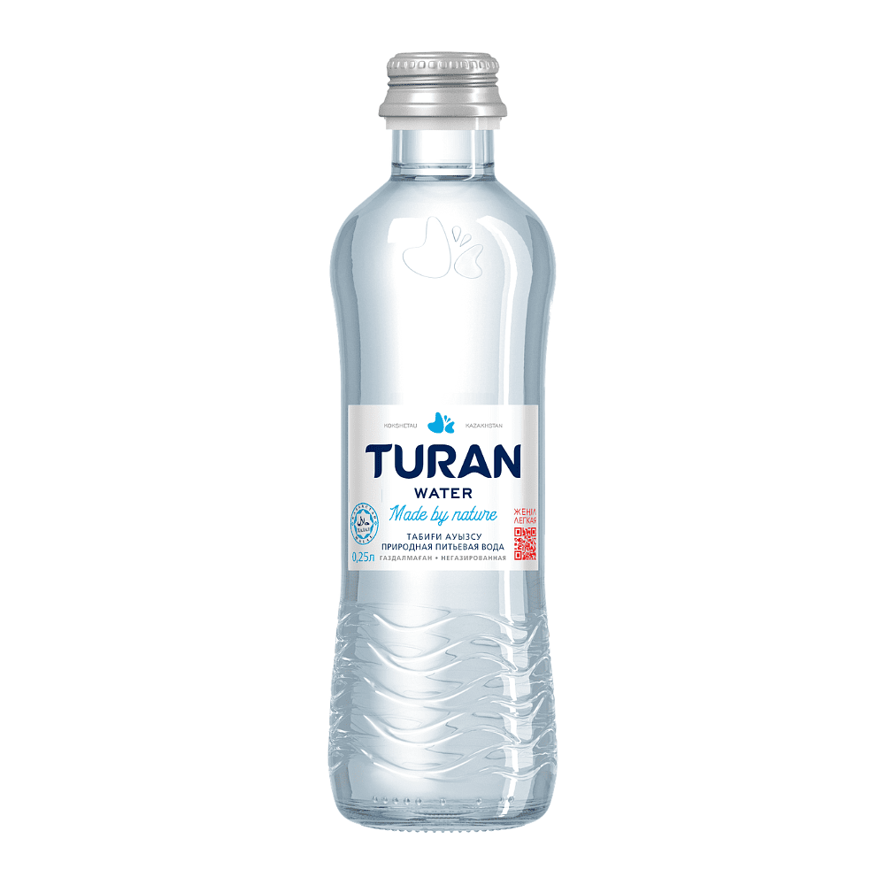 Вода минеральная питьевая "Тuran", негазированная, 0.25 л, стеклянная бутылка