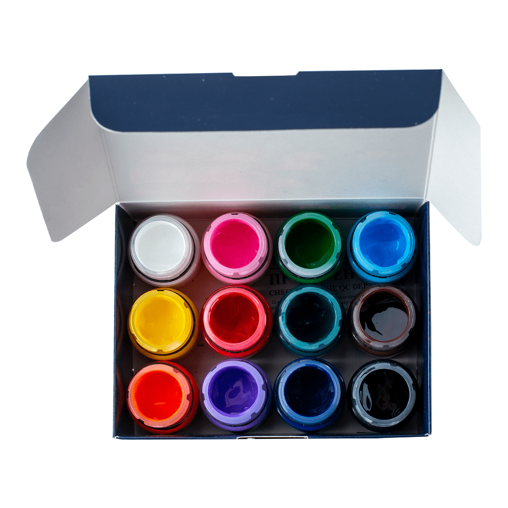 Краска акриловая глянцевая "Декола", набор 12 цветов, 20 мл, банки - 5