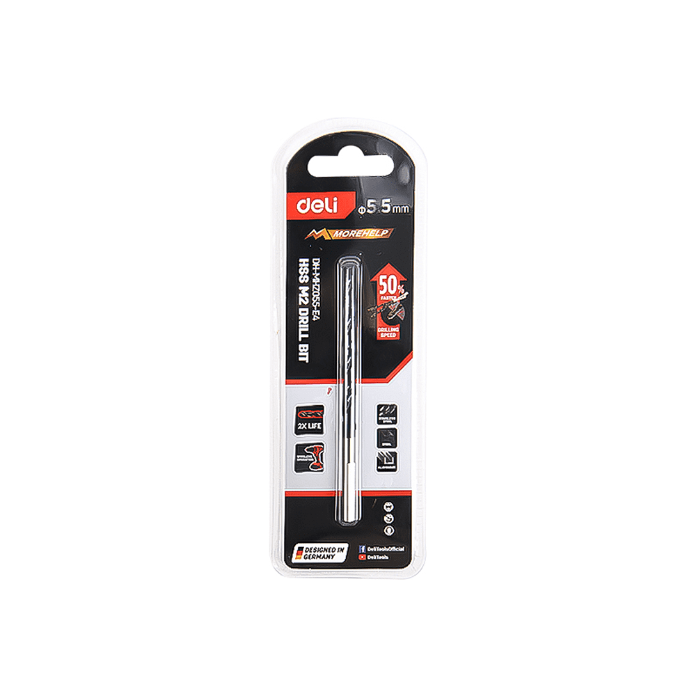 Сверло по металлу Deli RS EDH-MHZ055-E4, 5.5 мм, DIN 338, HSS-TiN - 3