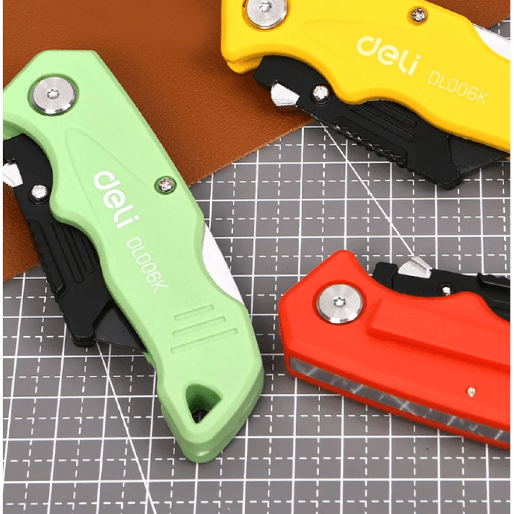 Нож строительный складной Deli YS EDL006K-4, 19 мм, трапеция, 4 шт. - 5