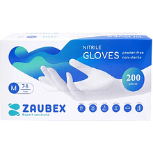 Перчатки нитриловые неопудренные Zaubex, голубой 