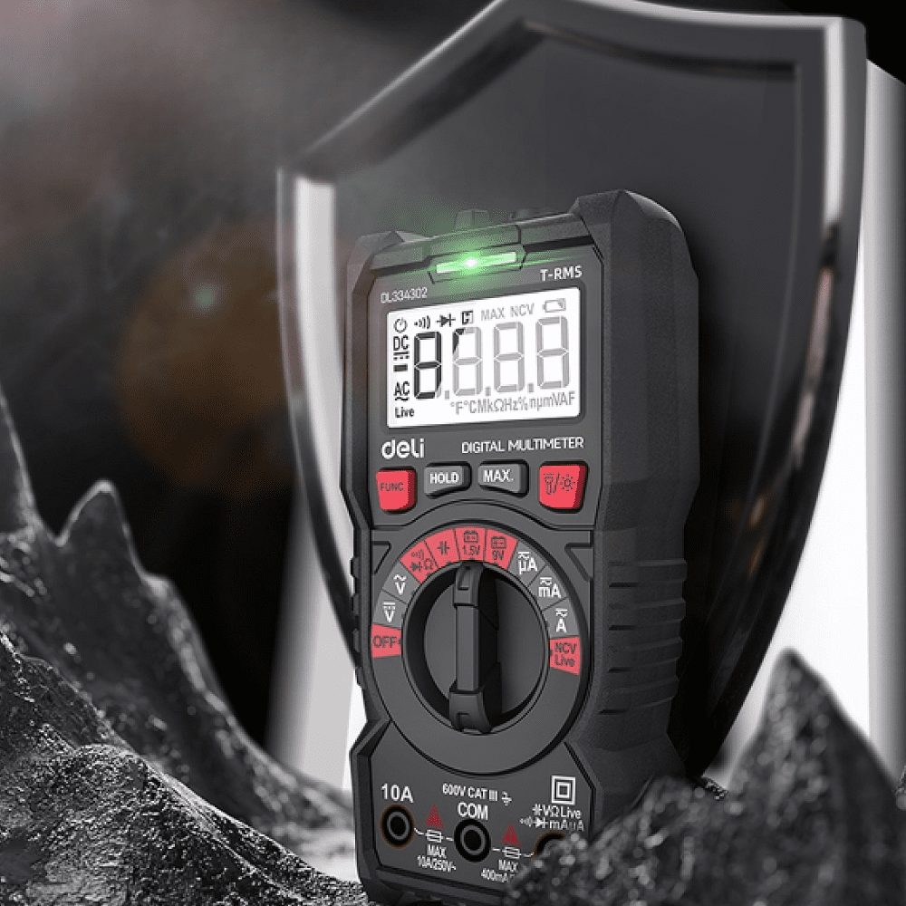 Мультиметр цифровой Deli RS EDL334302, 600В, универсальный - 4