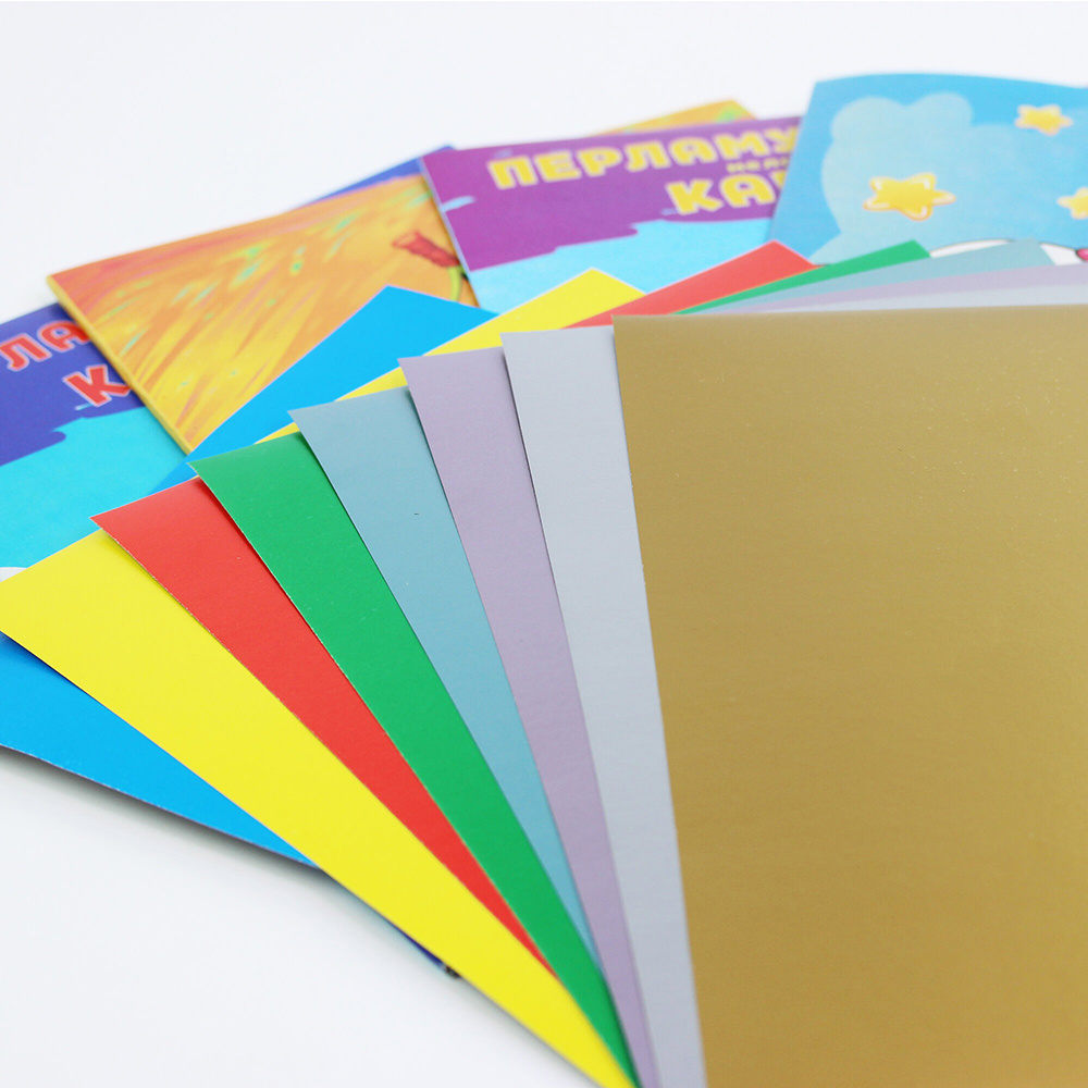 Картон перламутровый мелованный "Вместе лучше!", А4, 8 цветов, 8 листов - 2
