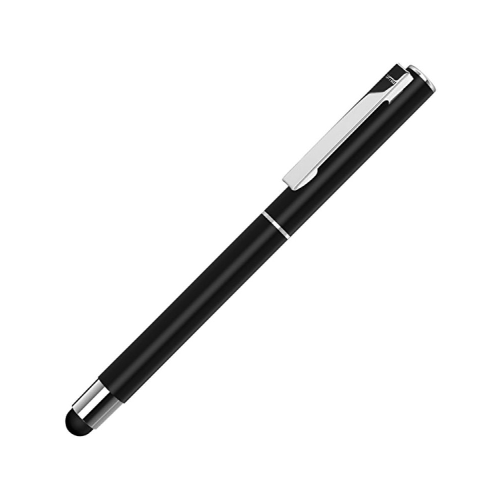 Ручка-роллер "UMA Straight Si R Touch", 0.7 мм, черный, серебристый, стерж. синий